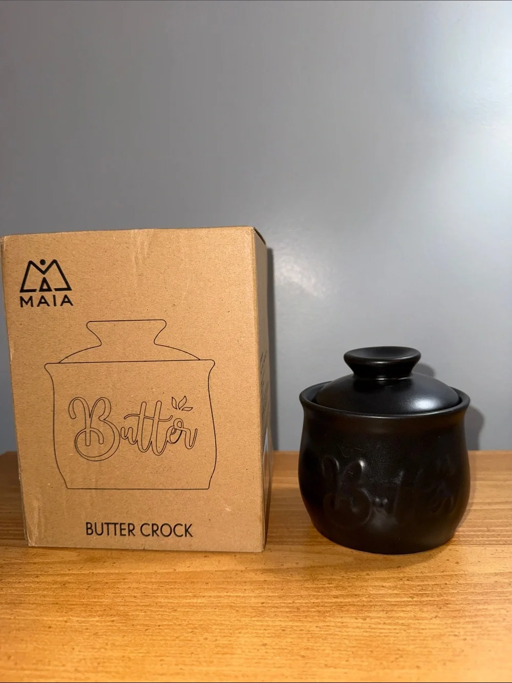 Black Ceramic Butter Crock with Lid
